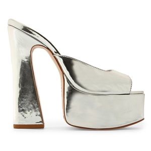 Andrina Metallic Silver Platform Mules Schutz size 8